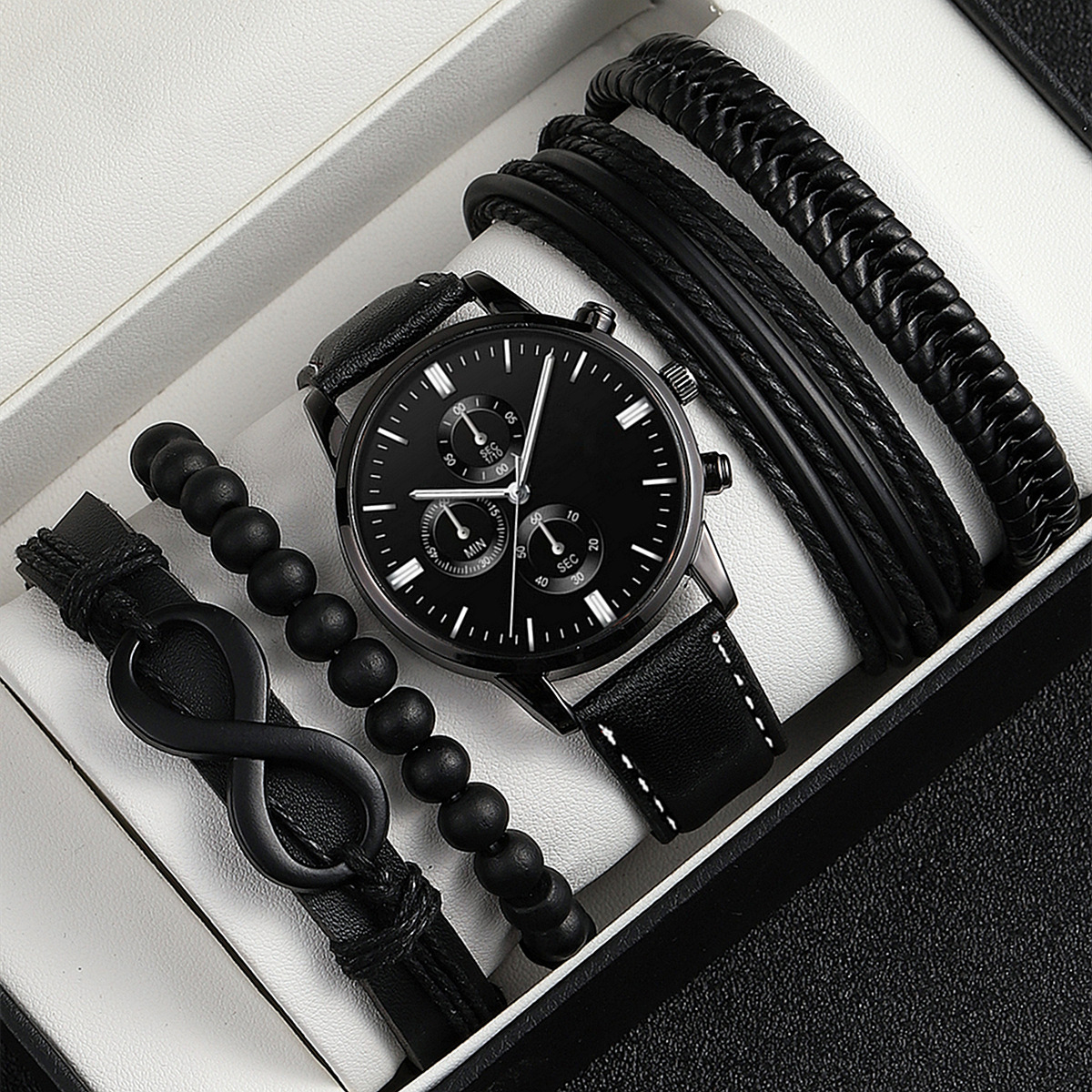 Lucky Brand Watch with bracelet in Box NEW Black Mens gift set Lucky Brand Mens Watches Fashion Watch Stainless Steel with  main image 4
