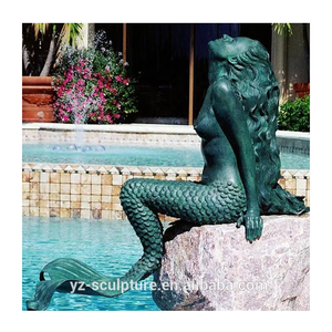 Sirena d'ottone del bronzo dell'ornamento all'aperto del <span class=keywords><strong>giardino</strong></span> che si siede sulla fontana di acqua di pietra <span class=keywords><strong>da</strong></span> vendere - Product Image 6
