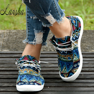 Nuevos diseños elegantes de zapatos para caminar de primavera/verano, zapatillas planas de lona con estampado floral bohemio vintage, zapatos náuticos con cordones para mujer - Product Image 4
