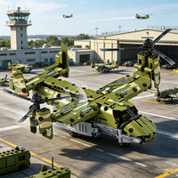 Ensemble de blocs de construction d'avion de transport de fret à hélice inclinable américain Bell-Boeing V-22 Osprey, 453 pièces