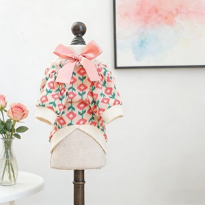 เสื้อผ้าสัตว์เลี้ยง ลายดอกทิวลิป เสื้อถัก สีชมพู สีขาว เสื้อโค้ทสุนัขแมวตัวเล็ก แจ็คเก็ต โฟร์ซีซั่นส์ โพลีเอสเตอร์ ลายดอกไม้ - Product Image 2
