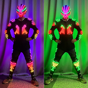 Traje de armadura de calavera con luz LED RGB para mujer, casco que cambia de color, disfraz luminoso para bailar en Halloween, bares, discotecas, fiestas rave, espectáculos de DJ - Product Image 2