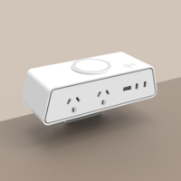 Multiprise de bureau/table OMNI moderne avec charge sans fil, en ABS et aluminium, avec 1 port USB-A et 2 ports USB-C à charge rapide pour le bureau