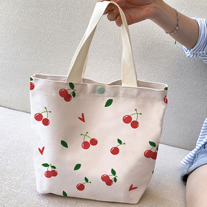 Sac fourre-tout en toile tendance pour femme avec fermeture à bouton, <span class=keywords><strong>deux</strong></span> anses, imprimé, pour le déjeuner et les collations - Product Image 4
