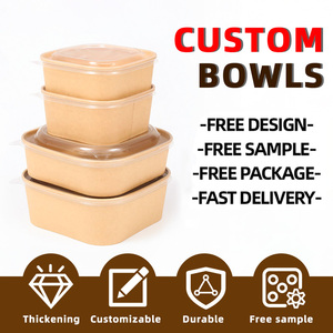 Factory Supply Umwelt freundliches Kraft papier Einweg karton Sushi-Salat in Lebensmittel qualität Heiße Suppe Lieferung Papp teller Schalen - Product Image 5