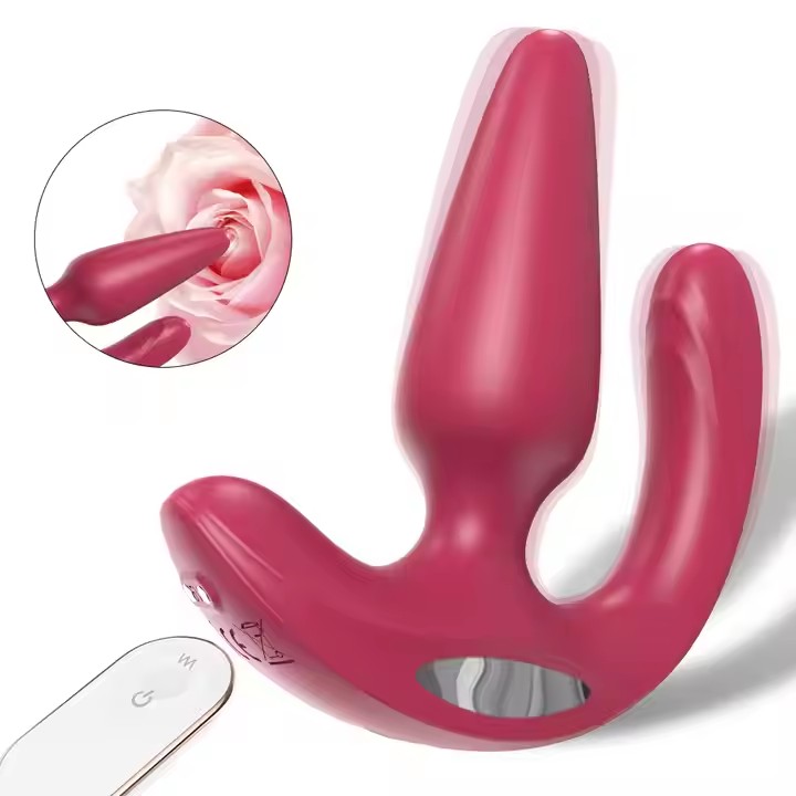 triple plug anal Double Stimulation Vagina and Butt Anal Plug Vibrator for Couples