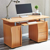 Bureau d'ordinateur ergonomique simple et compact à trois tiroirs avec porte, design écologique pour le bureau à domicile