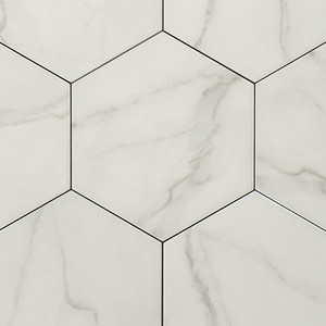 Piastrella Esagonale in Marmo Calacatta 19,8 X 22,8 Cm Finitura Opaca Bordi Irregolari Spessore 10 Mm - Product Image 5