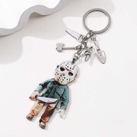 Porte-clés créatif en forme de couteau, hache, tronçonneuse, en alliage de zinc et acrylique, fait main, forme irrégulière, pour femmes et hommes, cadeau idéal pour Halloween