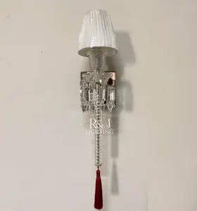 स्टॉक में तैयार पारंपरिक bacarat क्रिस्टल k9 लक्जरी दीवार दीपक बेडसाइड मस्तक lampshade के साथ लटकन