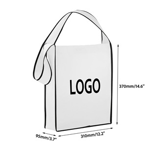 Sac fourre-tout personnalisé en non-tissé avec logo, à soufflet et bandoulière unique, idéal pour les cadeaux promotionnels <span class=keywords><strong>de</strong></span> salons professionnels - Product Image 2