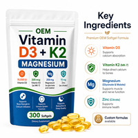 Gélules de Vitamine D3 et K2 MK7 Premium avec Glycinate de Magnésium pour un Soutien Bio disponible, Complément de Bien-être, Vente en Gros OEM