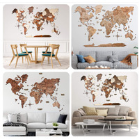 Carte du monde en bois 3d grande décoration murale en bois idée cadeau de pendaison de crémaillère art mural en bois