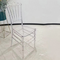 Chaise de salle à manger en acrylique transparent de qualité supérieure, en plastique avec dossier, pour mariages, banquets, événements et usage commercial