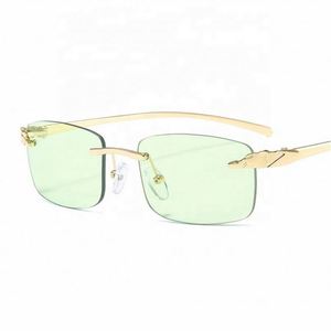 Gafas de Sol de Moda de Lujo al por Mayor 2021, Gafas de Sol Pequeñas sin Marco con Protección UV400 y Montura Metálica para Mujer - Product Image 5