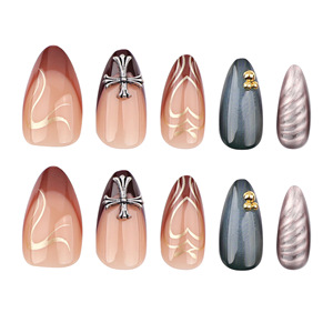Faux Ongles à Presser Personnalisables Style Français en Gros, Motifs 3D Métal Croix Tête de <span class=keywords><strong>Mickey</strong></span> Cœur, Matériau PMMA Certifié CE, Forme Amande - Product Image 3