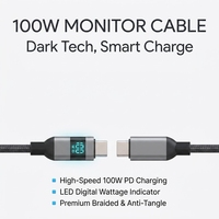 Cable Tipo-C TKT en Oferta, Cable de Sincronización de Datos USB-C con Pantalla LED Inteligente Mejorada, Cargador PD de Alta Velocidad de 100 W para iPad y Android