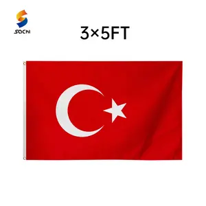 Wholesale 100% polyester turkey national flag