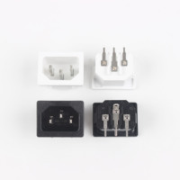 Adaptateur de prise de courant mâle-femelle 3 broches AC 250V 10A IEC 320 C14 à montage sur panneau, connecteur d'alimentation, prise PA66