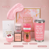 Coffret Cadeau de Spa Personnalisé Exquis et Écologique avec Impression UV : Masque de Nuit en Soie, Gobelet, Bombe de Bain et Bougie Parfumée pour les Fêtes