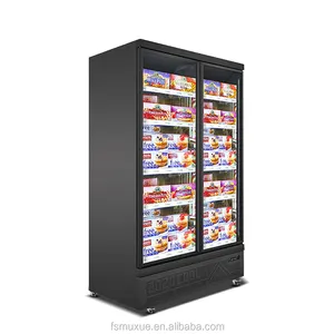 MUXUE Double Glass Doors Display Freezer For Supermarket Commercial Refrigerator Vertical Freezer -Black MX-XGG1250F-B