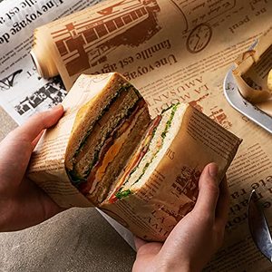 Newspaper Printing Greaseproof Modern Craft <b>Paper</b> Sandwich Wrapping Bread Pizza Snack Single Side <b>Wax</b> Coating 100% Virgin Food - Product Image 2
