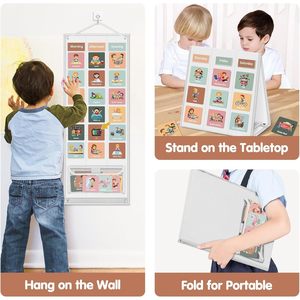 Tableau d'emploi du temps visuel moderne pour enfants, tableau de routine quotidienne en feutre, 109 cartes magnétiques, gestion du temps, rentrée scolaire, rectangle blanc - Product Image 6