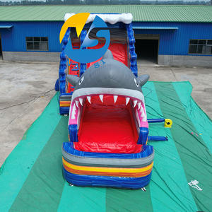 Tobogán DE AGUA DE TIBURÓN inflable de PVC comercial de precio barato gigante al aire libre tobogán de mármol con piscina grande a la venta - Product Image 3
