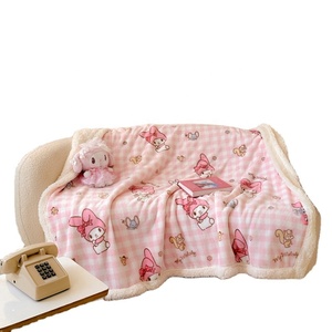 Flannel <span class=keywords><strong>Sherpa</strong></span> Chăn Phim Hoạt Hình Thiết Kế-C Dày Có Thể Đảo Ngược Mềm Mại Ấm Áp Dễ Thương In Ném Chăn Cho Bé Trai Cô Gái Trẻ Em - Product Image 1