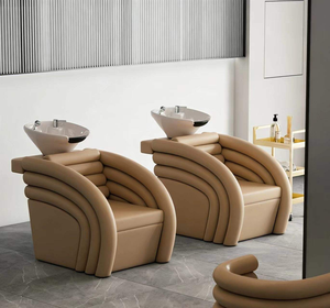 Factory-Supplied Luxury Modern Design Salon Shampoo Station, Salon Hair Wash Chairs PU Leather Shampoo <b>Bed</b> With Ceramic Bowl - Product Image 6