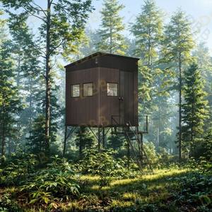 Abri <span class=keywords><strong>de</strong></span> <span class=keywords><strong>chasse</strong></span> surélevé à base carrée, en acier robuste, étanche, avec échelle, coque rigide, pour plusieurs personnes - Product Image 2