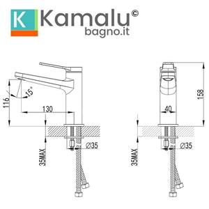 KAM-KANDA Nero-B Kamalu finitura nera opaca rubinetto miscelatore lavabo con leva in bronzo - Product Image 2