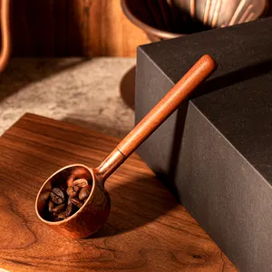 豪华手工制作玫瑰木手柄铜勺10g量勺铜咖啡勺