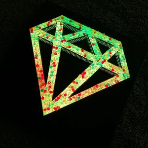 Beautiful Diamond Shining <strong>Led</strong> Light <strong>Letters</strong> Silver Stainless Steel <strong>Punching</strong> Hole Frame With Colorful Diamond Electronic Signs