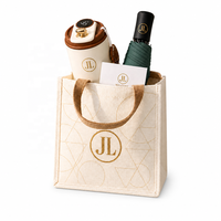 Ensemble cadeau d'entreprise personnalisé avec logo, fournitures de bureau, sac fourre-tout en toile recyclable, bouteille d'eau isotherme imprimée en offset, parapluie