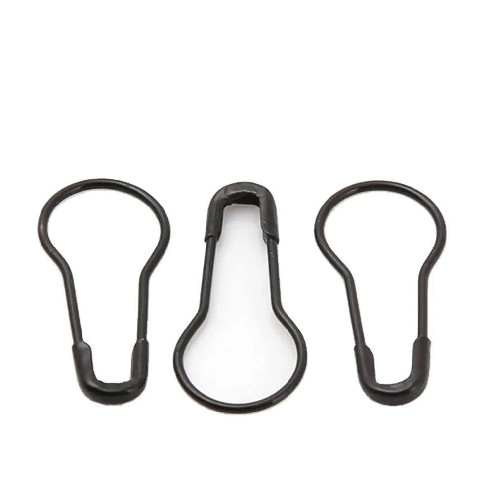 Fast delivery 22mm soild brass metal bulb hang tag safety pin black color pear shaped safety pin in stock