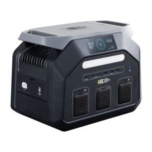 สถานีไฟฟ้าพกพา 1800W พร้อมแผงโซลาร์เซลล์ แบตเตอรี่ชนิด LiFePO4 สีดำ อะแดปเตอร์ AC อินเวอร์เตอร์ สำหรับใช้งานกลางแจ้ง ตั้งแคมป์ รถยนต์ และในบ้าน สีดำ - Product Image 3