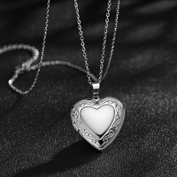 Collar de Acero Inoxidable con Colgante de Corazón Abierto, Cadena para Suéter, Joyería Personalizada para Parejas, con Caja de Corazón y Álbum de Fotos de Amor, que no se desvanece