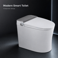 WC intelligent monobloc avec cuvette allongée, siphon en P, siphon en S, chauffage instantané, désodorisant, siège chauffant, double chasse d'eau, télécommande incluse