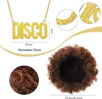 Costume de disco pour homme des années 70 et 80, chemises brillantes en polyester, perruques, collier, lunettes, ensemble de cosplay pour adultes pour fête d'Halloween