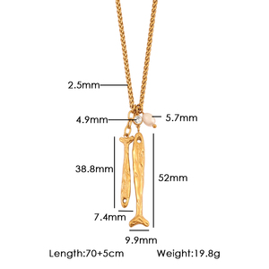 สร้อยคอจี้รูปปลาประดับมุกสไตล์มินิมอล <span class=keywords><strong>MSX</strong></span> กันน้ำ ชุบทอง 18K PVD บนสแตนเลสสตีล สำหรับผู้หญิง - Product Image 6