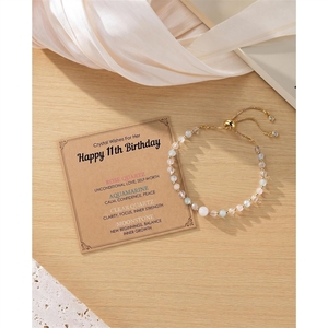 Bracelet en perles de cristal naturel, quartz rose, pierre de lune, aigue-marine, cadeau d'anniversaire pour adolescentes, <span class=keywords><strong>bijoux</strong></span> de mode en pierres de guérison - Product Image 4