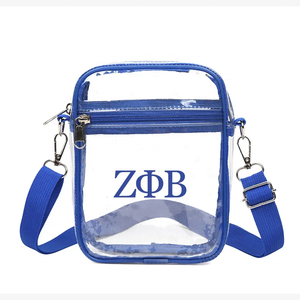 Tùy chỉnh in logo Màu Xanh Hoàng gia Zeta <span class=keywords><strong>phi</strong></span> Beta sorority Crossbody Túi PVC rõ ràng dây kéo lớn PURSE mua sắm Túi Thể Thao Túi - Product Image 4