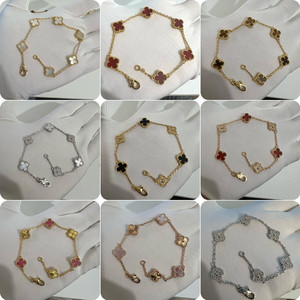 <span class=keywords><strong>Bracelet</strong></span> de luxe en <span class=keywords><strong>agate</strong></span> rouge motif trèfle à six fleurs, haute couture, design de niche, bijou de mode féminin pour soirée, cadeau - Product Image 2