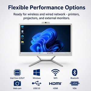 พีซีออลอินวันสีขาว 21.5 นิ้ว i3-6100T IPS จอกว้าง 1920x1080 พร้อมกล้องในตัว ใช้งานวินโดวส์ 10 ออฟฟิศ - Product Image 5