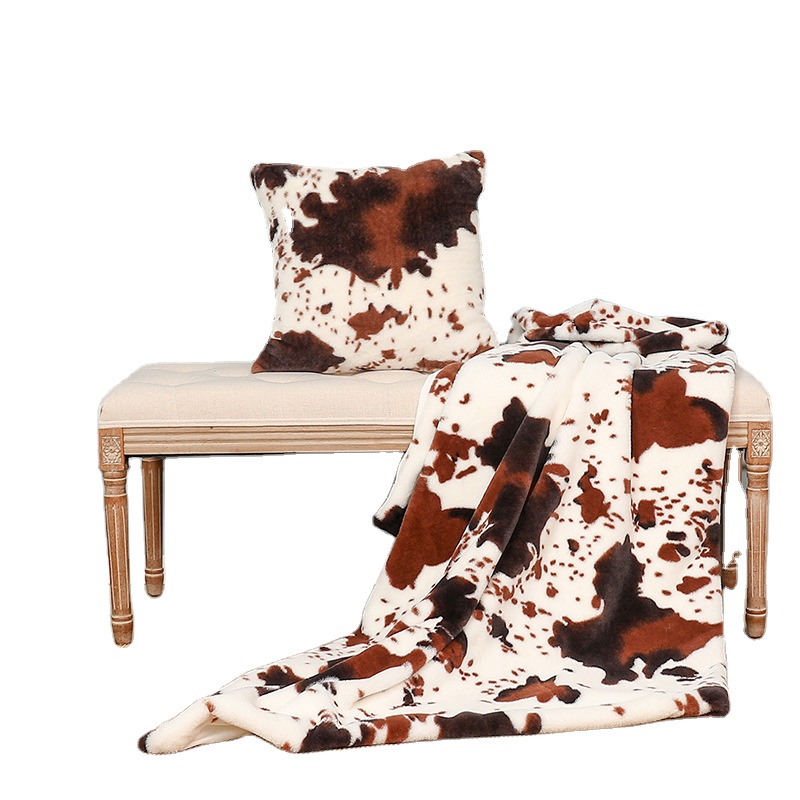 Плюшевое одеяло с коровьим узором, бархатное покрывало для дивана, супермягкое многофункциональное удобное толстое дорожное одеяло