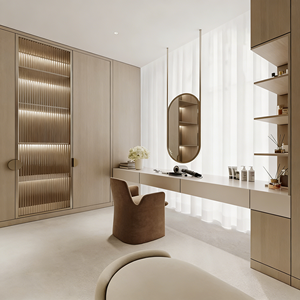 Armario de Diseño Moderno con Puerta de Vidrio Personalizado y Tocador, Muebles de Dormitorio de Madera Maciza para Hotel y Apartamento - Product Image 2