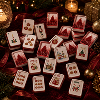 Maßgefertigtes Weihnachts-Mahjong-Set mit Fließendem Treibsand, Luxuriöses Amerikanisches Mahjong-Set, Tragbares Acryl-Mahjong-Spielset, Festtagsgeschenk