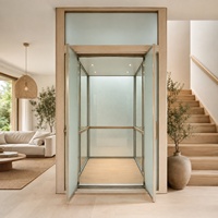 Ascenseur vertical pour passagers, homologué CE, sur mesure, pour villa, construction extérieure, avec cabine vitrée à plusieurs étages.