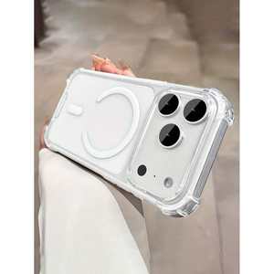 Étui de téléphone magnétique en TPU pour 12-17 avec support anneau transparent blanc unisexe - Product Image 1